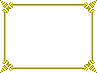 Wall Mural - Golden yellow vector border frame isolated on white background. Beautiful rectangular horizontal sign, card, plaque, signboard, sticker or label