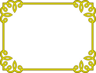 Wall Mural - Golden yellow vector border frame isolated on white background. Beautiful rectangular horizontal sign, card, plaque, signboard, sticker or label