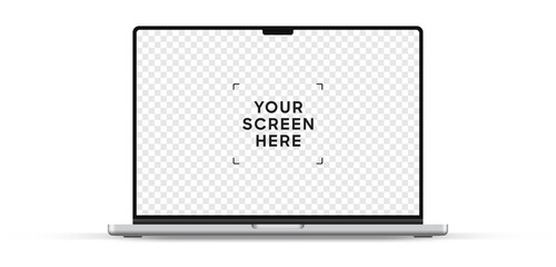 Modern laptop mockup front view, isolated on white background. Notebook mockup for ui ux app and website presentation Stock Vector illustration.
