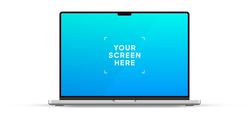 Poster - Modern laptop mockup front view, isolated on white background. Notebook mockup for ui ux app and website presentation Stock Vector illustration.