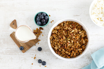 Poster - Granola with nuts and seeds. Top view