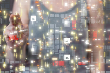 Neural network 3D illustration. Big data and cybersecurity