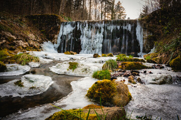  Wasserfall, Eis, Bach, Fluss, eingefroren, vereist, Kaskade, Winter, Herbst