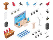Collection equipment for performances and presentations isometric vector illustration