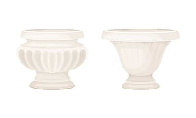 Wall Mural - Antique marble decorative vases set. Classic antique decor element vector illustration