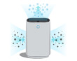 Flat vector air purifier isolated on a white background of the illustration icon. A device for cleaning and humidifying air for the home. Air purification process