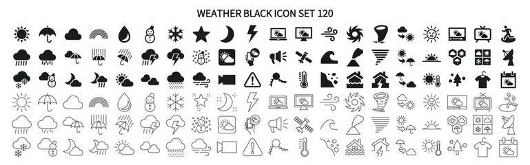 simple icon set related to weather and disasters