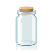 Transparent clear bottle with cork stopper isolated vector illustration