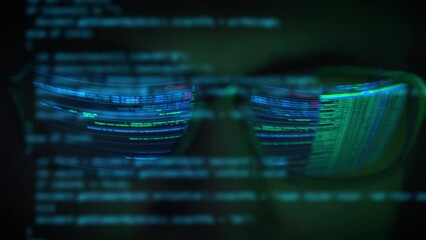 Wall Mural - monitor screen with developing programming and coding technologies. programmer or hacker is typing c