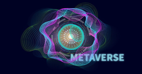 Wall Mural - Digital Information Wave for Metaverse concept. Vector of abstracrt background