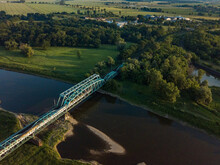 Beautiful Scenery Of The Bridge Over The Odra River With Green Landscape