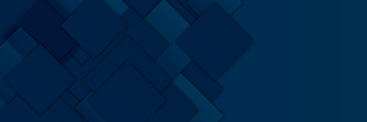 Wall Mural - Modern dark blue abstract background banner. modern Geometric block blue abstract banner design background