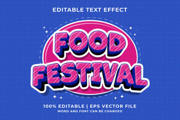 Poster - Editable text effect Food Festival 3d Traditional Cartoon template style premium vector
