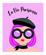 FRENCH GIRL WITH ICONIC SUNGLASSES WITH PINK HAIR