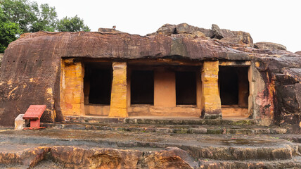 Sticker - Famous Udayagiri and Khandagiri Caves near the city of Bhubaneswar in Odisha, India