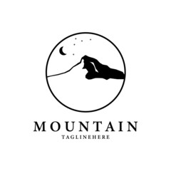 Poster - mountain badge logo vintage vector illustration design