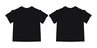 Apparel technical sketch unisex oversize t shirt. T-shirt design template. Black color.
