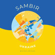 Sambir, Ukraine, patriotic map print template
