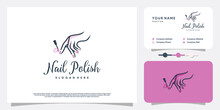 Nail Beauty Logo Design With Creative Element Style For Fashion Premium Vector