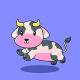 Fototapeta Pokój dzieciecy - cow moo pet farm background character farm face breed color industry natural milk cartoon comic art