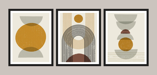 Mid century modern art print,set of 3. Gallery wall printable art. Boho style interior decor.