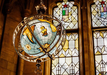 Closeup Shot Of A Globe In The Library Of US Congress