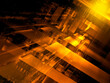 Golden tech style fractal background - abstract 3d illustration