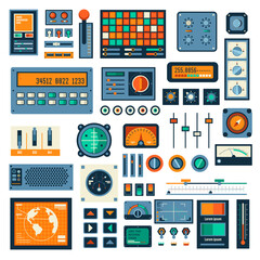 Panels and devices interface, buttons radio set