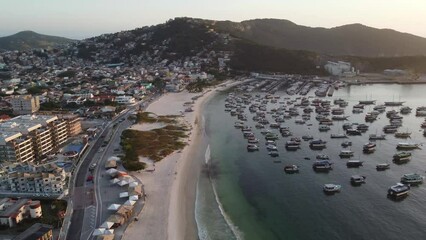 Wall Mural - Arraial do Cabo, Rio de Janeiro, Brazil - red sunrise of wonderful paradise beach with white sands and turquoise water - brazilian caribbean