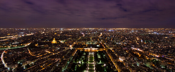 Wall Mural - Paris city at night, France. View from Eiffel Tower top