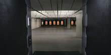 Interior Of An Empty Shooting Range With Targets - Sport