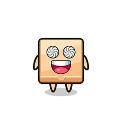 Poster - cute pizza box character with hypnotized eyes