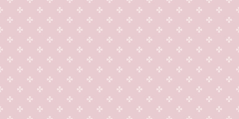 Vector minimalist geometric floral pattern. Simple abstract seamless texture with small flowers, crosses. Subtle light pink ornament background. Minimal repeat design for decor, wallpaper, textile