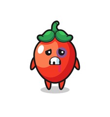 Sticker - injured chili pepper character with a bruised face