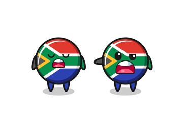 Wall Mural - illustration of the argue between two cute south africa flag characters