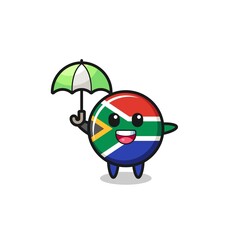 Canvas Print - cute south africa flag illustration holding an umbrella