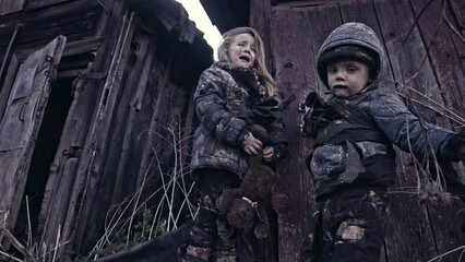 children without a home, apocalypse, war