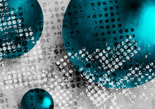 Grunge Abstract Tech Backgroud With 3d Geometric Spheres. Vector Design