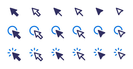 Sticker - Cursor arrow icon set. Click icon collection isolated on white background.