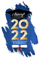Wall Mural - Class of 2022 Vector text for graduation gold design, congratulation event, T-shirt, party, high school or college graduate. Lettering for greeting, invitation card