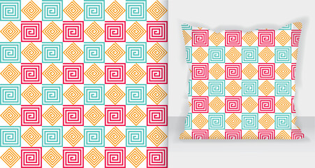 Poster - Abstract geometric square lines pattern with pillow mockup