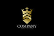 luxury elegant gold letter s shield with crown logo design