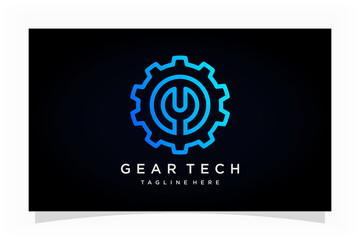 Wall Mural - gear technology logo design template