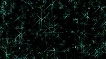 Wall Mural - animated video of abstract random symmetric starlike ornaments appear and evolve, move towards viewe