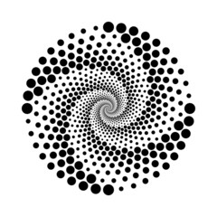 Wall Mural - Halftone dots in circle shape. round logo. Dotted frame. spiral design element.Abstract dotted circles. Circular dots. Halftone effect.Halftone circular frame logo. The circle points are isolated.