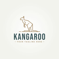 Wall Mural - australian kangaroo wallaby simple minimalist line art logo icon template vector illustration design