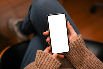 Close-up, Female spending her free-time on social network