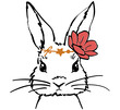 Cute bunny face with floral wreath. Sweet t-shirt print. Rabbit with flower crown