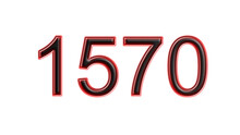 Red 1570 Number 3d Effect White Background