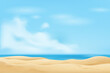 Empty sand beach in summer fresh blue sky background